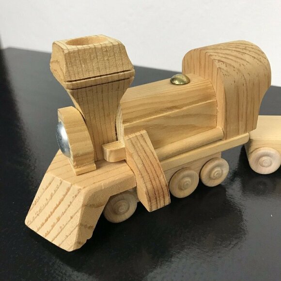 Vintage 80s Wooden Train Set Spells BECCA Rebecca 8 Pieces - Picture 3 of 11